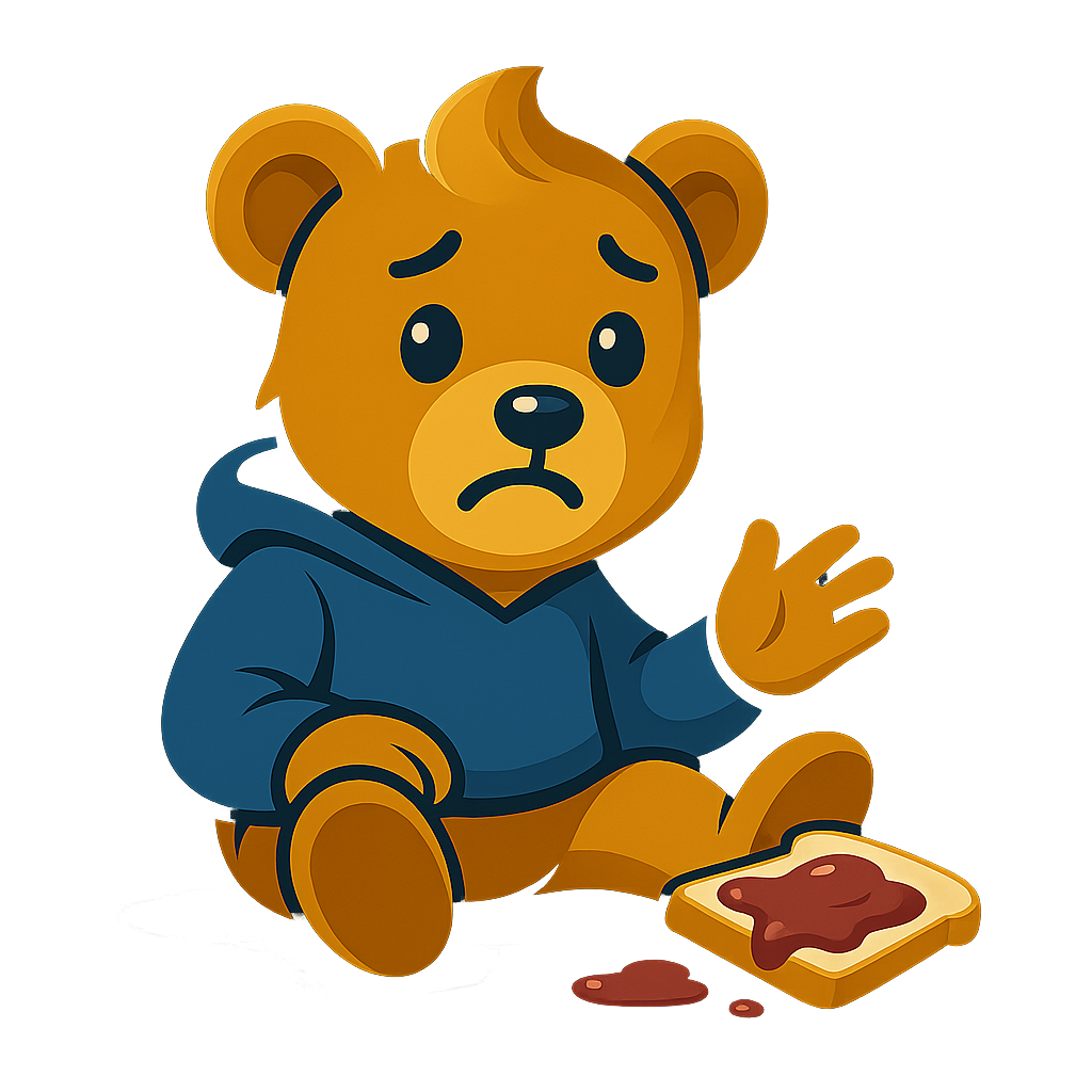 Teddys dropped his jam sandwich